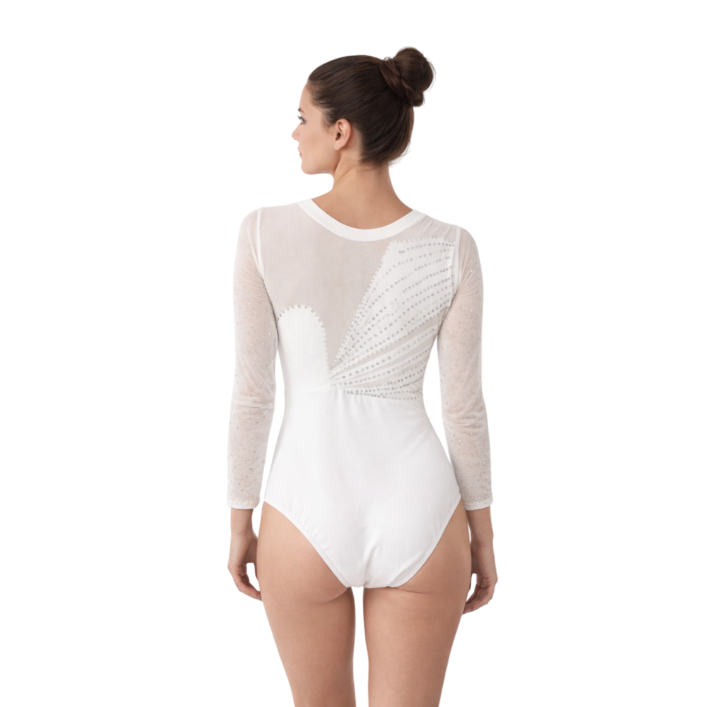 Competitive Cream Color, Fully Embellished, Women/Girl Crystal Elegance Leotard for Artistic Gymnastics, Mllakhamb, Yoga, Aerial, Skating & Dance