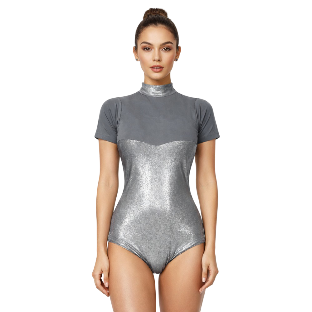 Imported Grey Glowing Gymnastics, Yoga, Acrobatics, Aerobics, Aerial & Mallakhamb Leotard