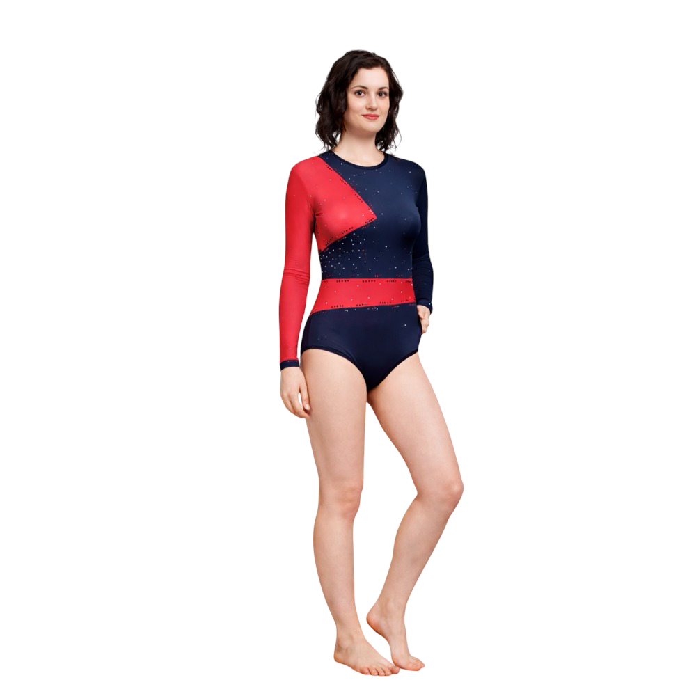 Fusion Edge Red & Black Aerobics, Acrobatics, Step Up, Acro Dance Competitive Leotard