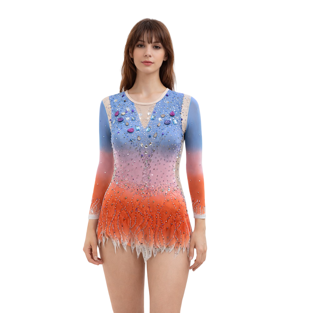 Premium Pixel Pop Costume for Rhythmic Gymnastics, Aerobics, Step Up, Acro Dance, Ice, Figure, Blade & Roller Skating