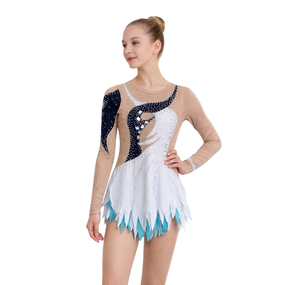 Aquatic Hue Leotard designed for Rhythmic Gymnastics, Free Style Dance, Ice, Roller, Blade & Figure Skating