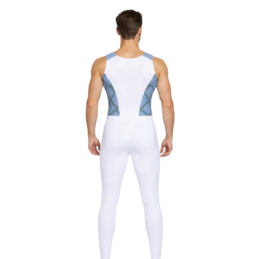 Printed Grey & White Costume Set for Boys & Men for Artistic Gymnastics, Artistic Yoga, Gym Workouts & Other Physical Activities