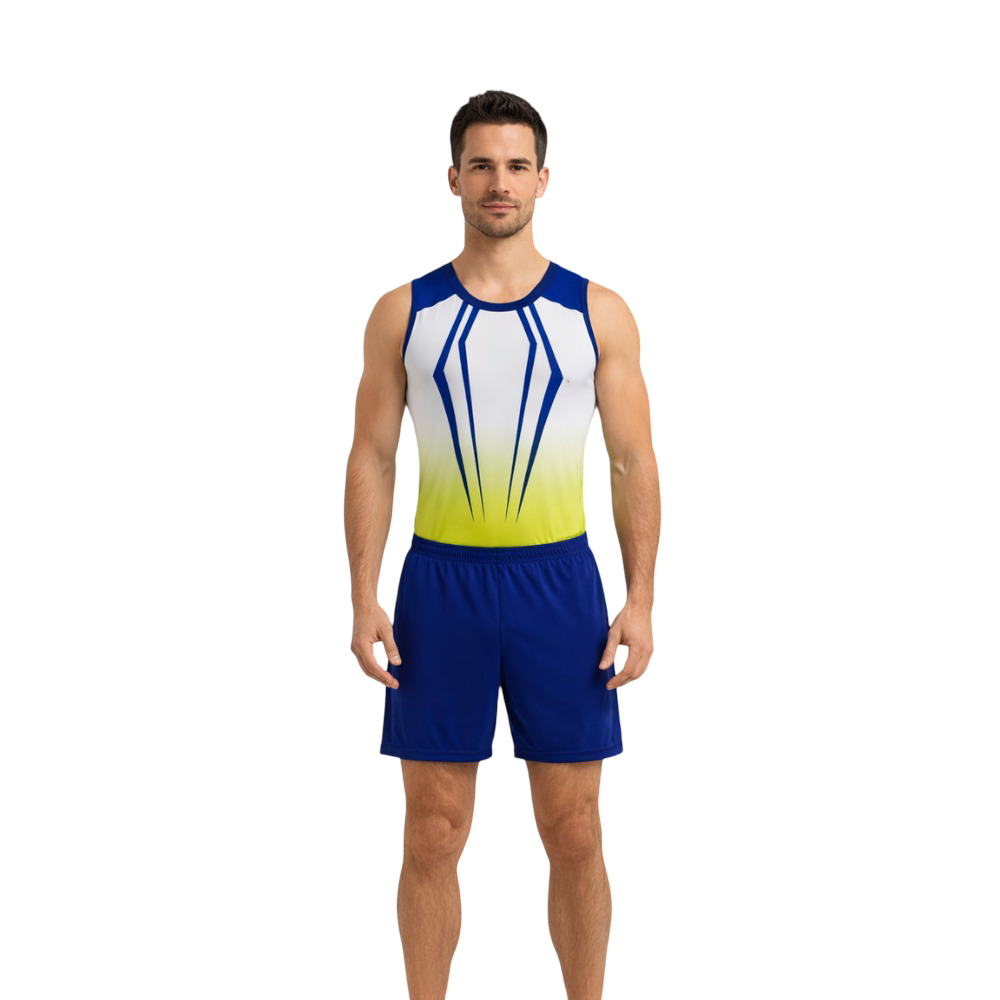 Gradient White To Yellow Acrobatics/Aerobics Costume Set