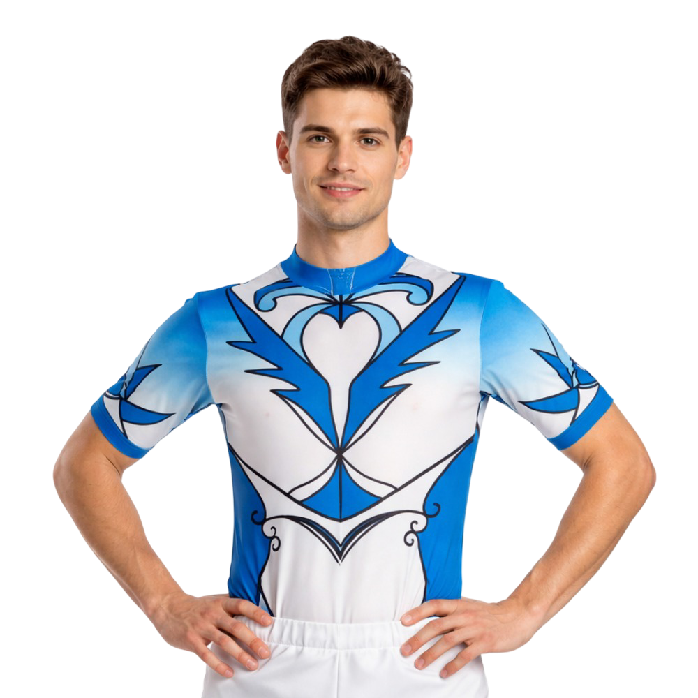 Printed Deep Ocean Acrobatics, Aerobics, Step Up, Acro Dance Short Sleeve Leotard for Boy/Men