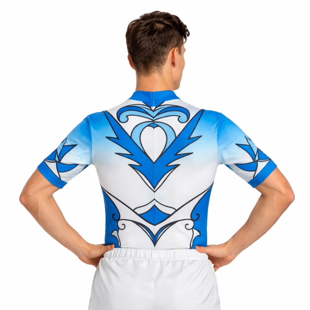 Printed Deep Ocean Acrobatics, Aerobics, Step Up, Acro Dance Short Sleeve Leotard for Boy/Men