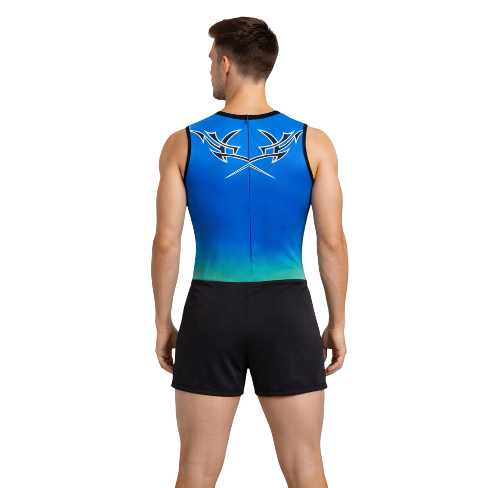 Vision Led Gradient Blue Leotard with Black Shorts