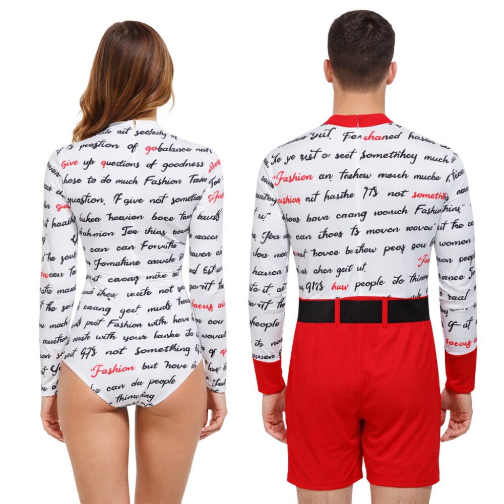 Red Script Illusion Duo Set For Acrobatics, Aerobics, Step Up And Acro Dance Performance