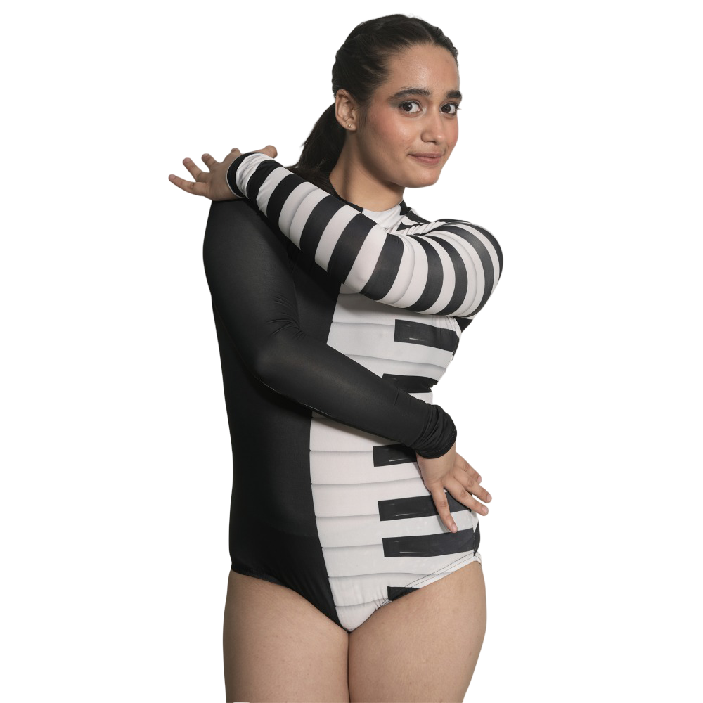 Piano Tune Fit Leotard Crafted for Acrobatics, Aerobics, Trampoline Gymnastics and Dance