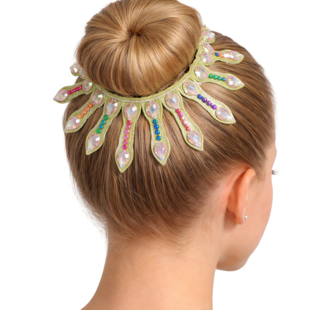 Green hue hair accessory for rhythmic gymnastics